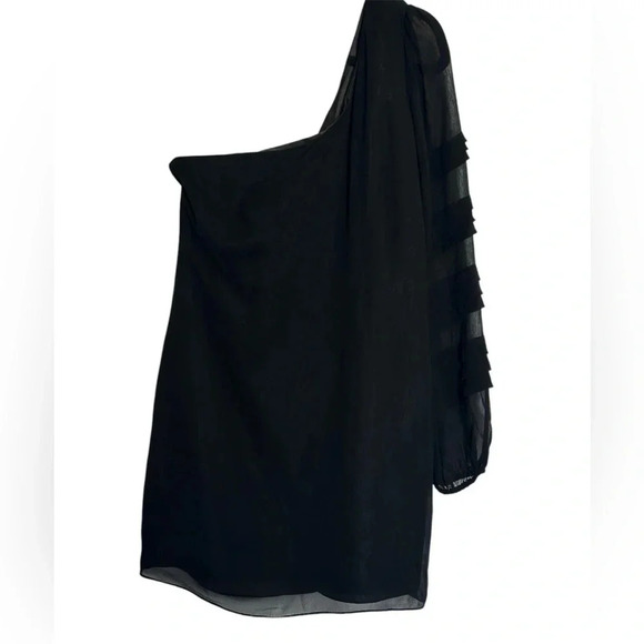 Lilly Pulitzer Naomi One Shoulder Silk Chiffon Cocktail Dress in Black Women’s 4 - Picture 3 of 7